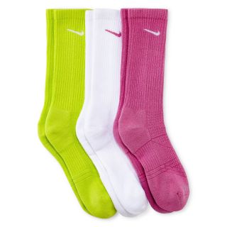 Nike Dri FIT 3 pk. Crew Socks, Pnk/wht/grn, Womens