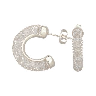 Bridge Jewelry Pure Silver Plated Mesh Semi Circle Earrings