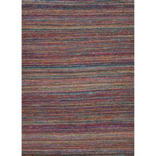 Handmade Flat Weave Solid Pattern Pink/ Purple Rug (5 X 8)