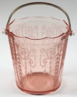 Cambridge Cleo Pink (Stem #3077) 3400/851 Ice Bucket with Handle   Pink, Stem #3