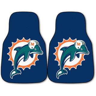 Fanmats Miami Dolphins 2 piece Carpeted Nylon Car Mats (100 percent nylonDimensions 27 inches high x 18 inches wideType of car Universal)