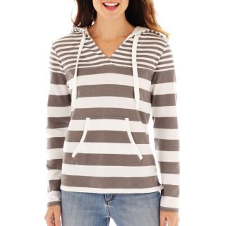 St. Johns Bay St. John s Bay Long Sleeve Striped French Terry Hoodie,