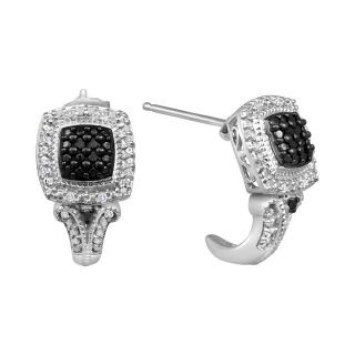 1/10 CT. T.W. White and Color Enhanced Black Diamond Earrings, Womens