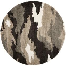 Hand woven Ultimate Beige/ Brown Shag Rug (6 7 Round)