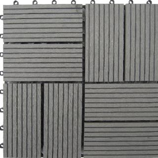 Bamboo 8 slat Composite Deck Tiles (set Of 11) (Grey Dimensions 0.75 inches thick x 12 inches square  Number of pieces per box 11 tilesSquare feet 11 square feet  Installation Snap lock plastic grid allows for easy DIY installation  Bamboo, plastic co