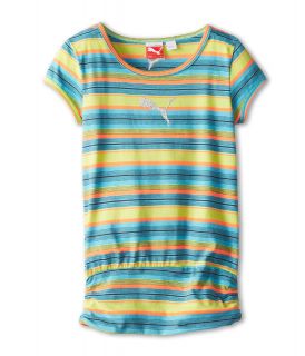 Puma Kids S/S Stripe Cinched Tunic Girls Short Sleeve Pullover (Yellow)