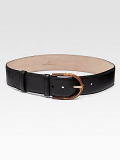 Gucci Bamboo Buckle Leather Belt   Black
