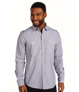Ben Sherman Laundered Ticking Stripe L/S Shirt Mens Long Sleeve Button Up (Gray)