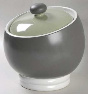 Pfaltzgraff Sphere Medium Canister, Fine China Dinnerware   Charcoal & Green Ban
