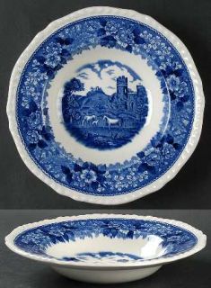 Adams China English Scenic Blue Rim Soup Bowl, Fine China Dinnerware   Blue Flor