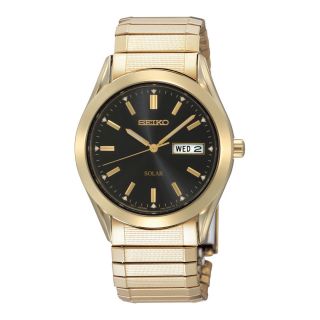 Seiko Solar Mens Gold Tone Stainless Steel Watch