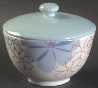 Portmeirion Crazy Daisy Sugar Bowl & Lid, Fine China Dinnerware   Large Abstract