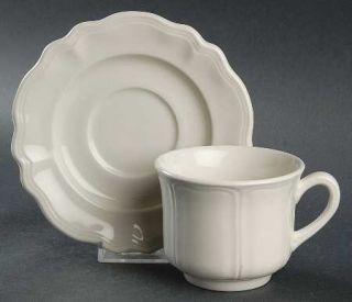 Red Cliff Heirloom Footed Cup & Saucer Set, Fine China Dinnerware   All White,Sc