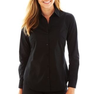 Worthington Essential Long Sleeve Button Front Shirt, Black