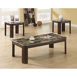 Faux Marble/ Brown 3 piece Occasional Table Set