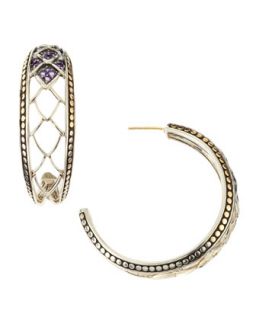 Naga Gold & Silver Amethyst Hoop Earrings