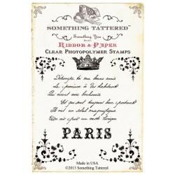 Something Tattered Clear Stamps 4 X4   French Script Poem