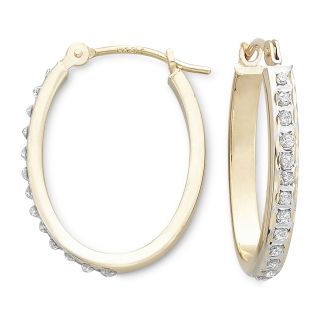 Diamond Fascination 14K Oval Hoop Earrings, Womens