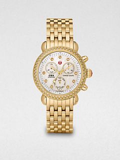 Michele Watches Diamond Goldtone Chronograph Watch   Gold