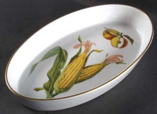 Royal Worcester Evesham Gold (Porcelain) Baker Oval 12, Fine China Dinnerware  