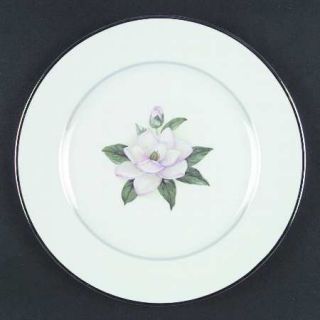 Jaeger Carolina Dinner Plate, Fine China Dinnerware   White Flower Touched With