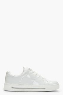 Marc By Marc Jacobs White Glazed Kid Patent Leather Sneakers