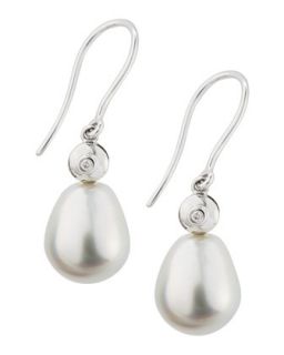 Oblong Pearl Diamond Bale Earrings