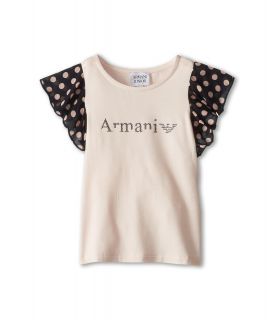 Armani Junior T Shirt w/ Polka Dot Ruffles Girls T Shirt (Pink)