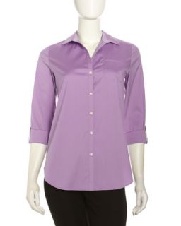 Tab Sleeve Button Front Shirt, Pale Amethyst
