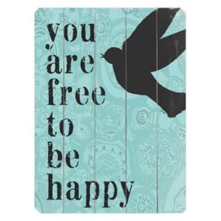 Artehouse You are Free to be Happy Wood Wall Art   14W x 20H in. Multicolor  