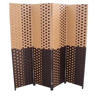 Hand crafted 4 panel Brown/ Espresso Paper Straw Weave Screen (Brown/espressoMaterials Paper strawQuantity One (1) screenSetting IndoorDimensions 70.75 inches high x 70.50 inches wide x 0.75 inch thickCare instructions Dust with dry cloth )