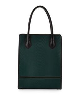 Julia Snakeskin Embossed Leather Tote Bag, Emerald