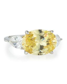 Oval Canary CZ Ring
