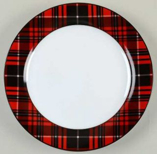 Home Traditional Holiday Salad Plate, Fine China Dinnerware   Black And Red Plai