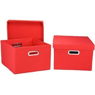HOUSEHOLD ESSENTIALS 2 Piece Side Storage Bin Set, Red