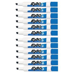 Sanford Expo Low Odor Chisel Tip Blue Dry Erase Whiteboard Markers (set Of 12)