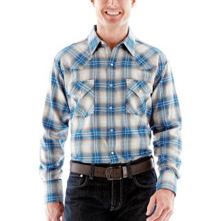 Ely Cattleman Yarn Dyed Flannel Shirt Big and Tall, Blue, Mens