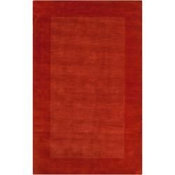 Hand crafted Orange Tone on tone Bordered Pechora Wool Rug (5 X 8)