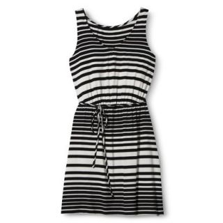 Merona Womens Knit Tank Dress w/Self Tie   Black/White   M