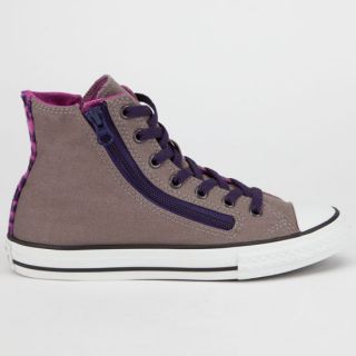 Chuck Taylor Double Zipper Hi Girls Shoes Charcoal Gray In Sizes 3, 2,