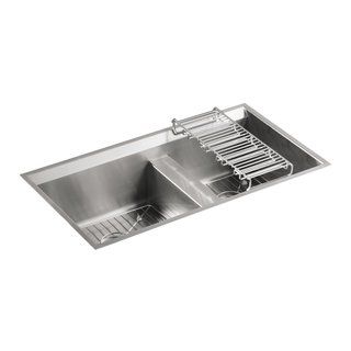 Kohler K 3672 na 8 Degree Offset Under mount Double Basin Kitchen Sink
