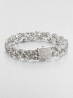 John Hardy Diamond & Sterling Silver Braided Bracelet   Silver