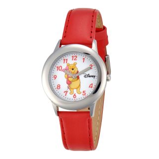 Disney Winnie the Pooh Kids Red Leather Strap Watch, Boys