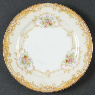 Noritake N130 Bread & Butter Plate, Fine China Dinnerware   Tan Border & Scroll,