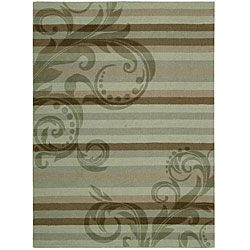 Nourison Hand tufted Panache Green Floral Wool Rug (80 X 110)
