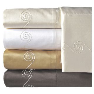 American Heritage 800tc Set of 2 Egyptian Cotton Sateen Embroidered Pillowcases,
