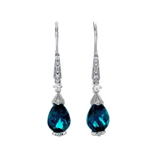Lab Created Emerald & White Sapphire Linear Earrings, Womens