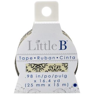 Little B Decorative Paper Tape 25mmx15m damask Black   Brown