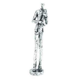Elaborate Silver 19 inch Musician Theme Polystone Sculpture (SilverMusician themeMetallic surface adds a touch of exquisitenessMetal PolystoneDimensions 19 inches high x 4 inches wide x 3 inches deep )