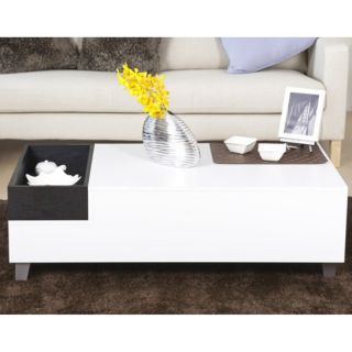 Furniture of America Jade Modern White Coffee Table with Serving Block   YNJ 